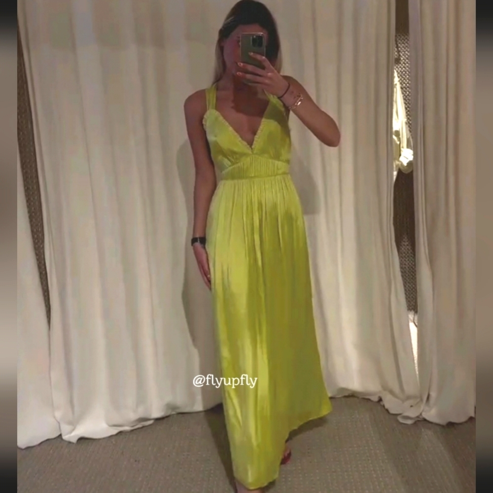 Zara Satin Effect Dress Lime size XS and M - Picture 6 of 16